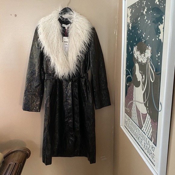 Free People Black Penny Lane Coat Vegan Midnight Train Duster Size M NWT $298 - Picture 12 of 12